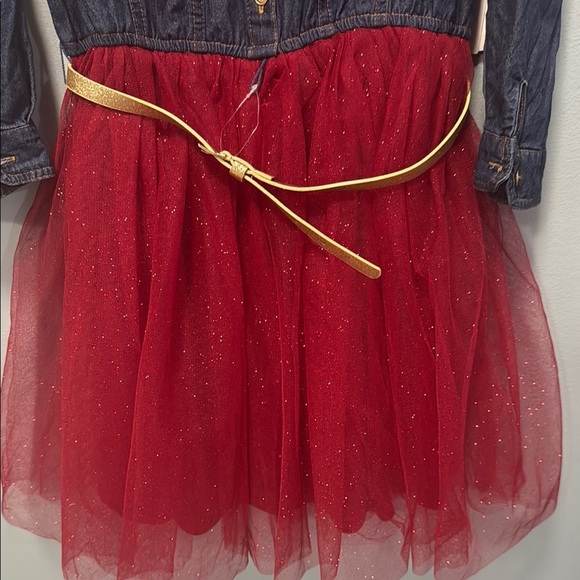 Lilt Blue and Red Jean dress  with Tulle Accents - Picture 3 of 10